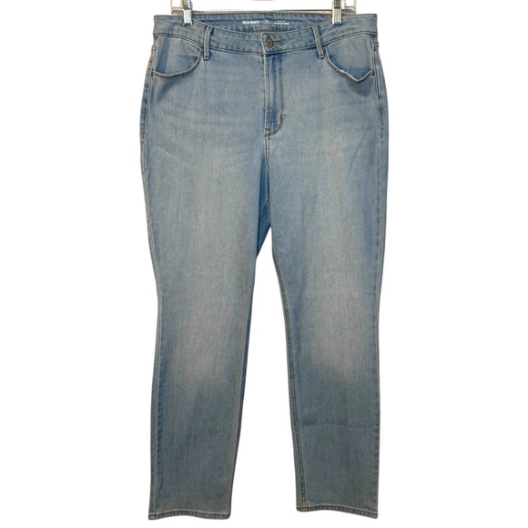 Old Navy Wow Straight High Rise light wash denim jeans womens 14 Short like new - Picture 1 of 9